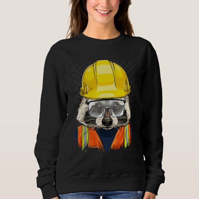 Sweatshirt Construction Worker Raccoon Laborer Animal Raccoon (Devant)