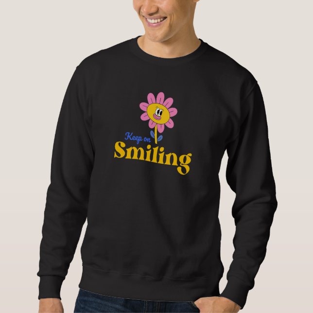 Sweatshirt Continuez À Sourire Esthétique Sourire Fleur Menta (Devant)