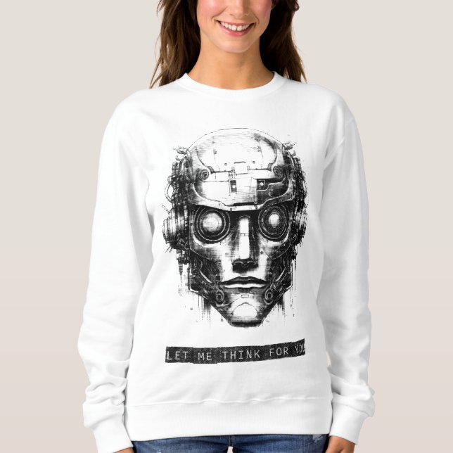Sweatshirt Contrôle de l'esprit Cyberpunk Robot Black Print (Devant)