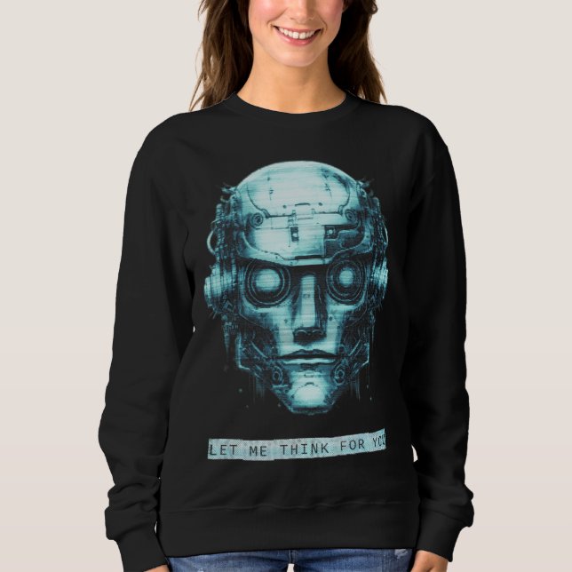 Sweatshirt Contrôle de l'esprit Cyberpunk Robot Blue Grunge (Devant)