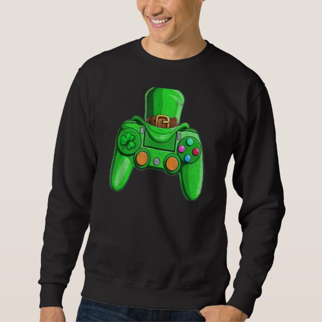 Sweatshirt Contrôleur de jeu vidéo irlandais St Patrick Day G (Devant)