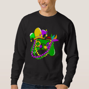 Sweatshirt Contrôleur de jeu vidéo Mardi Gras Jester Casquett