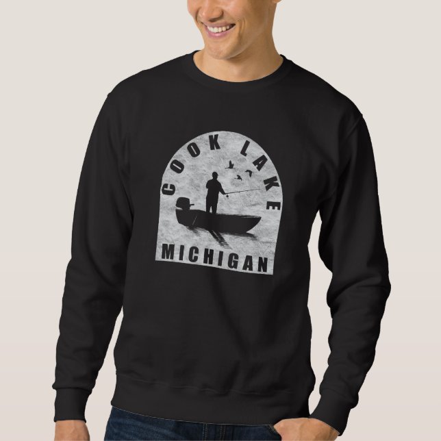 Sweatshirt Cook Lake Fishing Michigan (Devant)