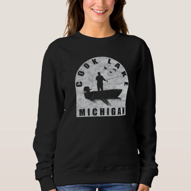 Sweatshirt Cook Lake Fishing Michigan (Devant)