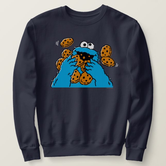Sweatshirt Cookie Monster mangeant tous les cookies (Design devant)