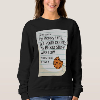 Sweatshirt Cookies de Noël pour diabétiques Cher Père Noël Se