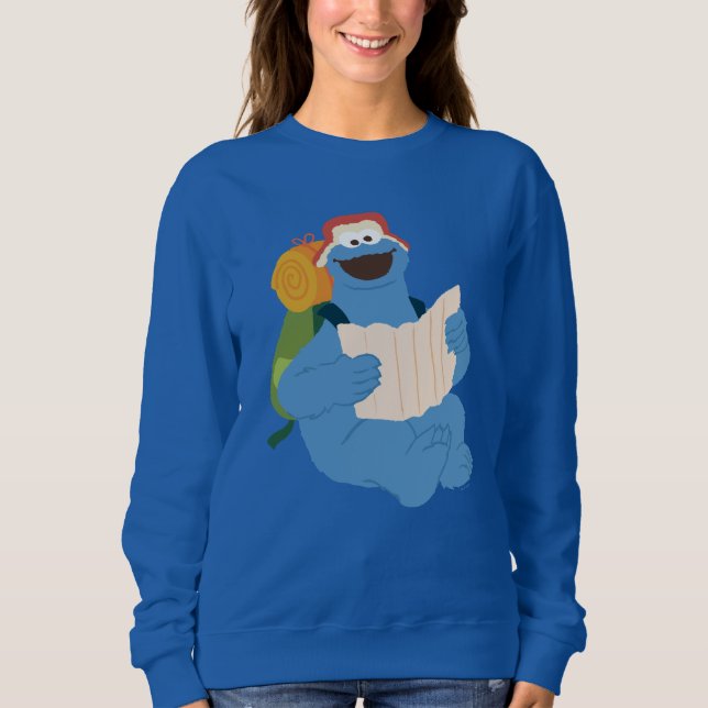 Sweatshirt Cookies Monster Lire Une Carte (Devant)
