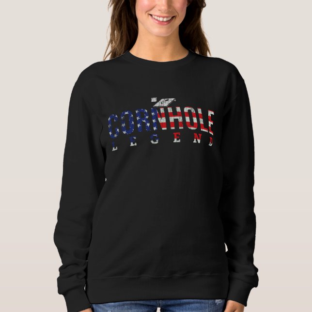 Sweatshirt Cool American Flag Cornhole Legend Corn Hole Champ (Devant)