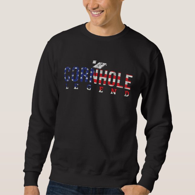 Sweatshirt Cool American Flag Cornhole Legend Corn Hole Champ (Devant)