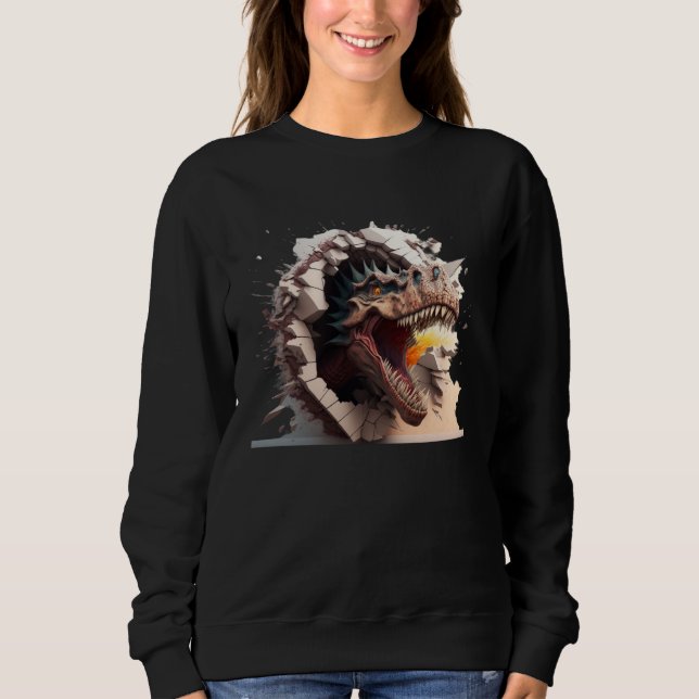 Sweatshirt Cool angry dinosaur Tyrannosaurus Rex  4 (Devant)