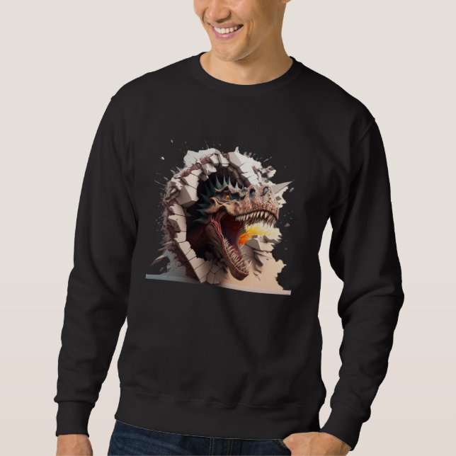 Sweatshirt Cool angry dinosaur Tyrannosaurus Rex  4 (Devant)