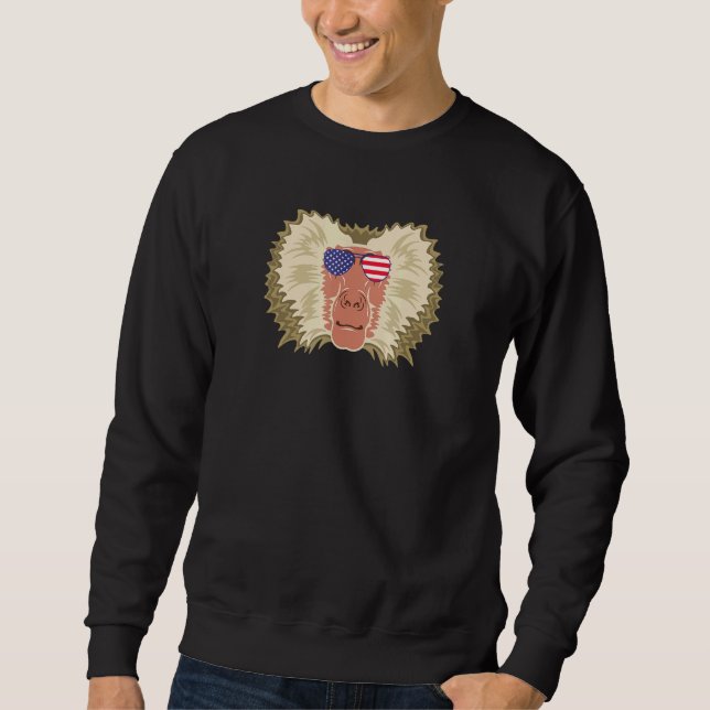 Sweatshirt Cool Baboon Porté Drapeau Usa Lunettes de soleil U (Devant)