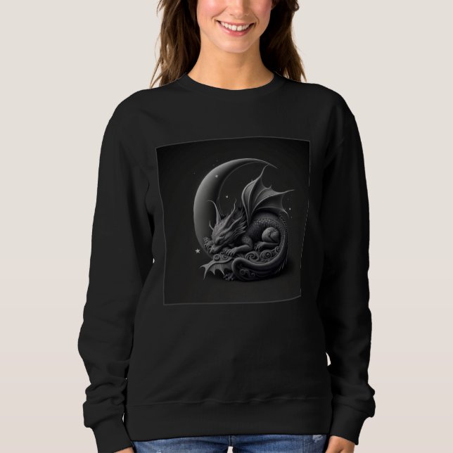 Sweatshirt Cool Baby Dragon Illustration Night Moon Women Men (Devant)