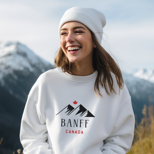 Sweatshirt Cool Banff Canada Mountains Maple Leaf Light Color (Créateur téléchargé)