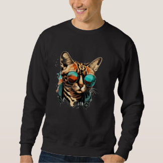 Sweatshirt Cool Bengal Cat Face with Sunglasses