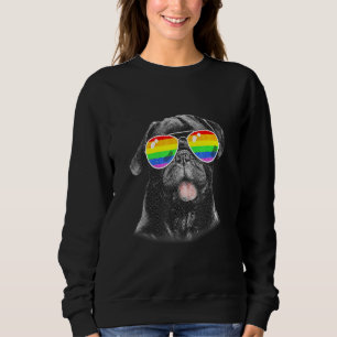 Sweatshirt Cool Black Carlin Chien Gay pride Drapeau Lunettes