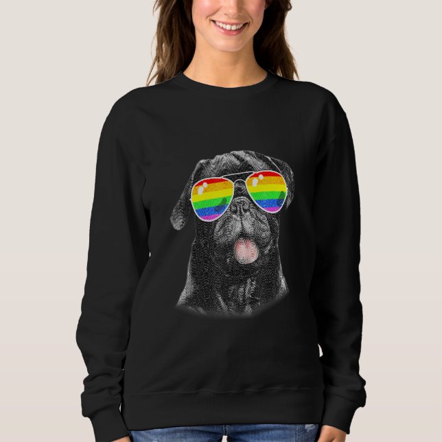 Sweatshirt Cool Black Carlin Chien Gay pride Drapeau Lunettes (Devant)