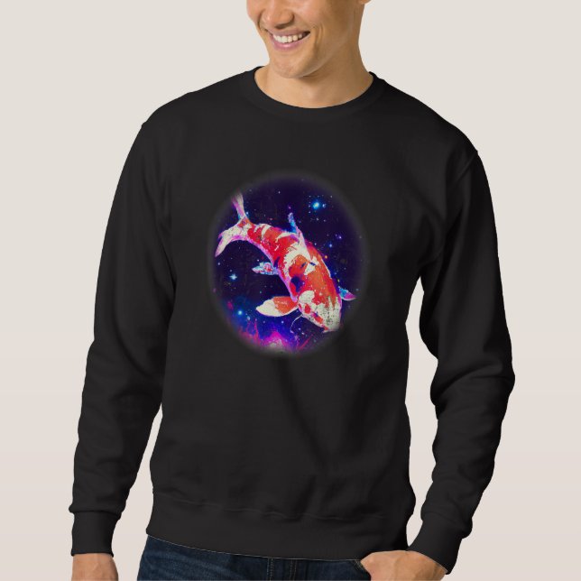 Sweatshirt Cool blue purple Night Asian koi fish, Japanese ca (Devant)