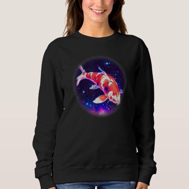 Sweatshirt Cool blue purple Night Asian koi fish, Japanese ca (Devant)