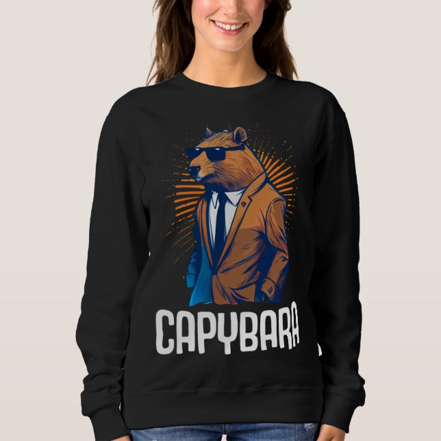 Sweatshirt Cool Capybara Sunglasses Water Pig South America C (Devant)