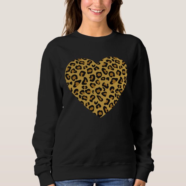 Sweatshirt Cool Cheetah Leopard Print Heart (Devant)