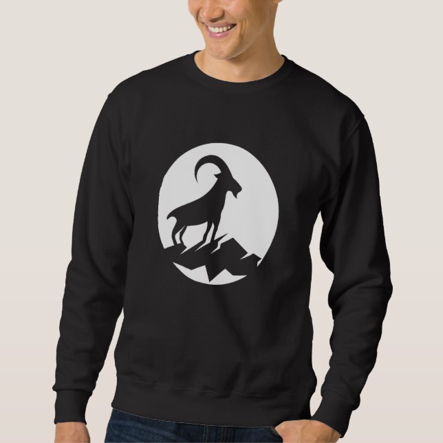 Sweatshirt Cool Chèvre sauvage Animaux Horn Élevage Silhouett (Devant)
