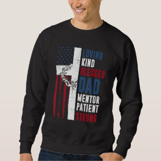 Sweatshirt Cool Christian Blessé Papa Cross American Flag Fat