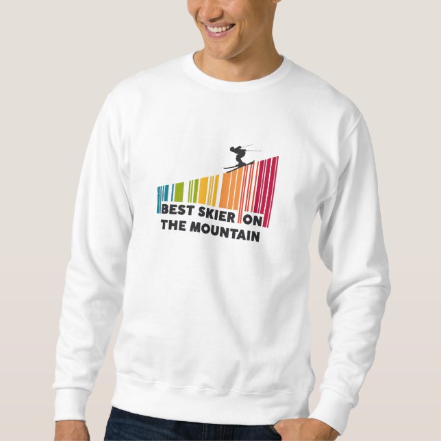 Sweatshirt Cool Code Barre Conception Meilleur Skieur Sur La  (Devant)
