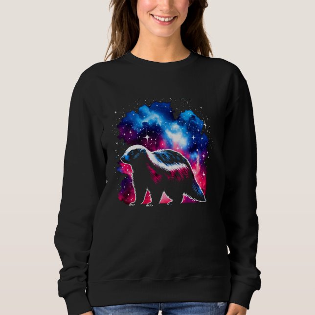 Sweatshirt Cool Cosmic Honey Badger Galaxy Graphic Space Art (Devant)