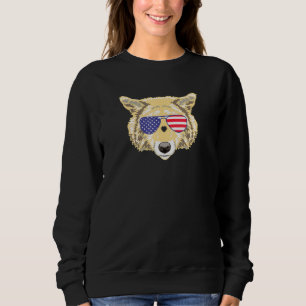 Sweatshirt Cool Coyote Porté Drapeau Usa Lunettes de soleil U