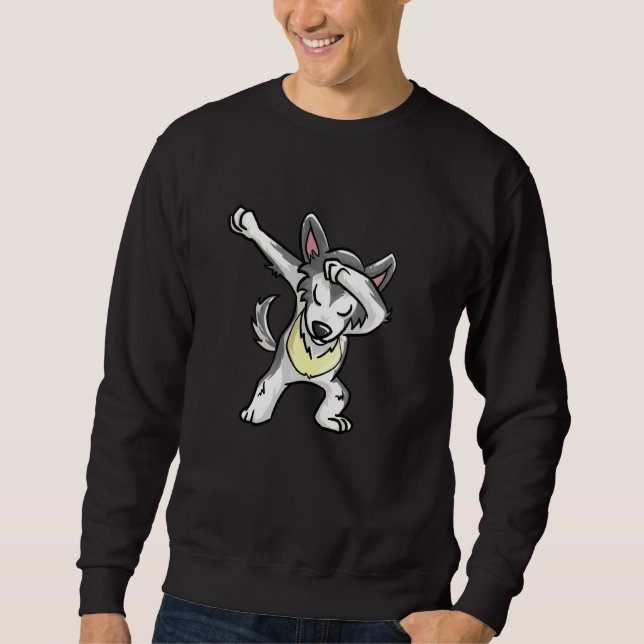 Sweatshirt Cool Dabbing Wolf Hip hop Coyote Dog Dancing (Devant)
