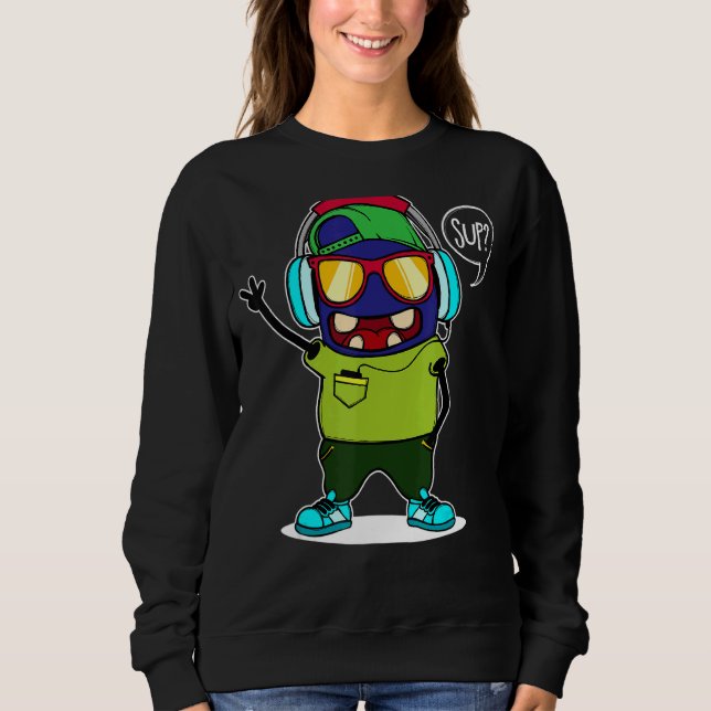 Sweatshirt Cool Dit Casque Lunettes de soleil Alien Robot (Devant)