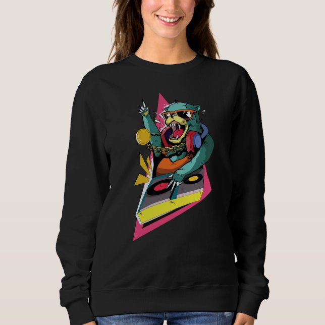 Sweatshirt Cool DJ Music Animal Bear (Devant)
