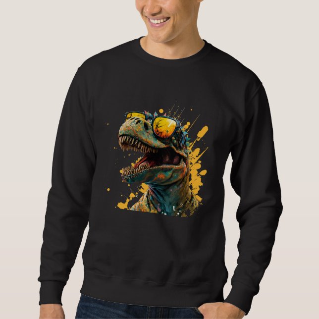 Sweatshirt Cool fun dinosaur raptor with sunglasses  4 (Devant)