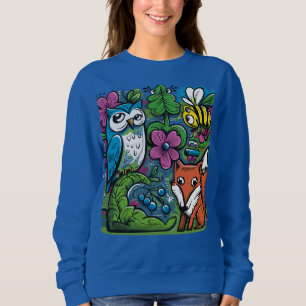 Sweatshirt Cool Funny Forest Animaux Graffiti Art