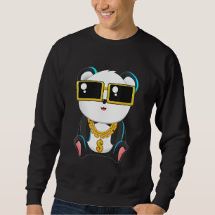 Sweatshirt Cool Gangsta Panda Bear Bling Bling Musique Hip ho