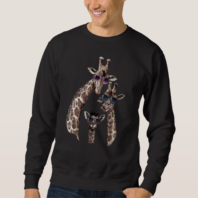 Sweatshirt Cool giraffe family with sunglasses (Devant)
