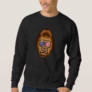Sweatshirt Cool Gorilla Portant un drapeau américain Lunettes