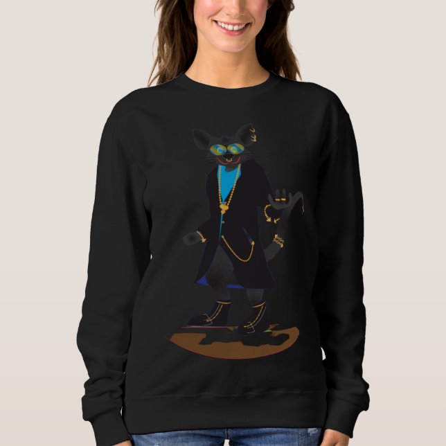 Sweatshirt Cool Gothic King Rat with Chains and noseear rings (Devant)
