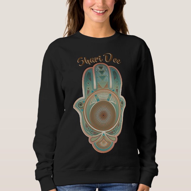 Sweatshirt Cool Green Hamsa main personnalisée (Devant)