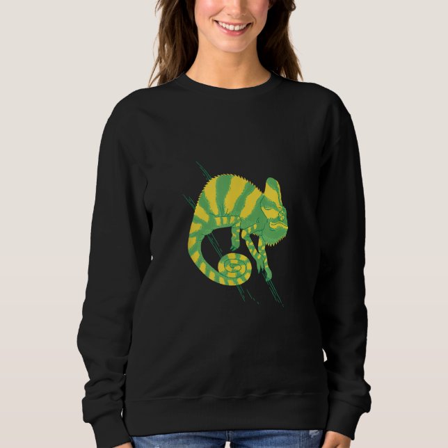 Sweatshirt Cool green yellow chameleon Old World lizards cham (Devant)
