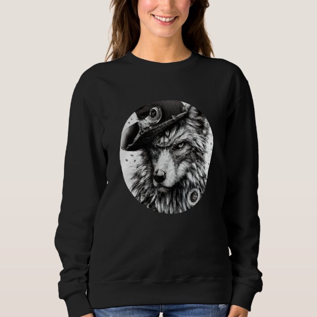 Sweatshirt Cool Gris Gris Gang Noir et Blanc Pirate Wolf (Devant)