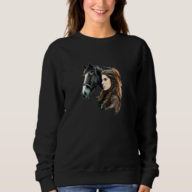 Sweatshirt Cool Horse Lady with her love for Horses Lovers (Devant)