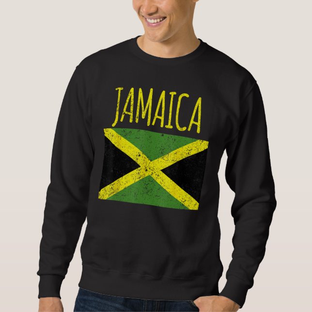Sweatshirt Cool Jamaica distresssed Jamaican flag proud Jamai (Devant)