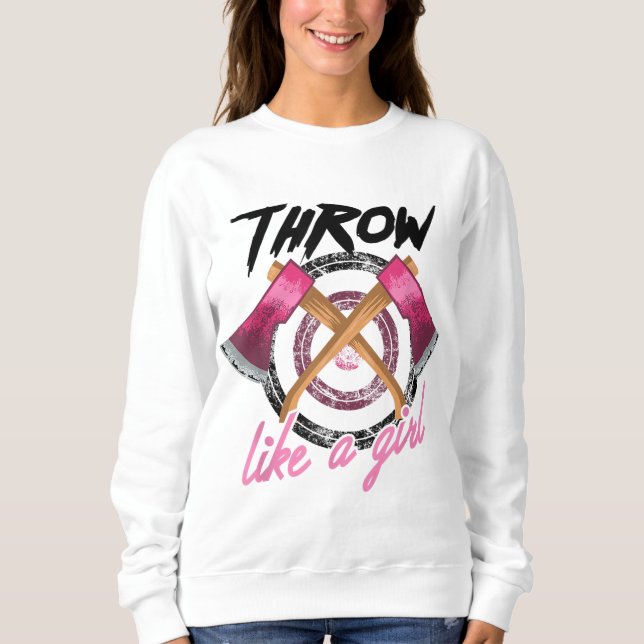 Sweatshirt Cool Jeter Comme Une Fille Drôle Ax Jetant Un Cade (Devant)