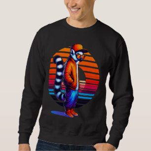 Sweatshirt Cool Lemur Style urbain moderne Sunset Art rétro