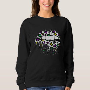 Sweatshirt Cool Lips Bite Kiss Me Empreinte de léopard Cheeta