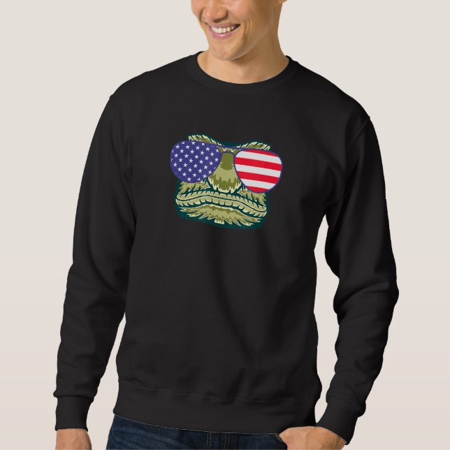Sweatshirt Cool Lizard Portant un drapeau américain Lunettes  (Devant)