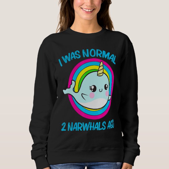 Sweatshirt Cool Narwhal Pour Hommes Femmes Arc En Ciel Tusk M (Devant)