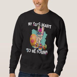 Sweatshirt Cool Pâques Hip hop Lapin Mes oeufs veulent être t